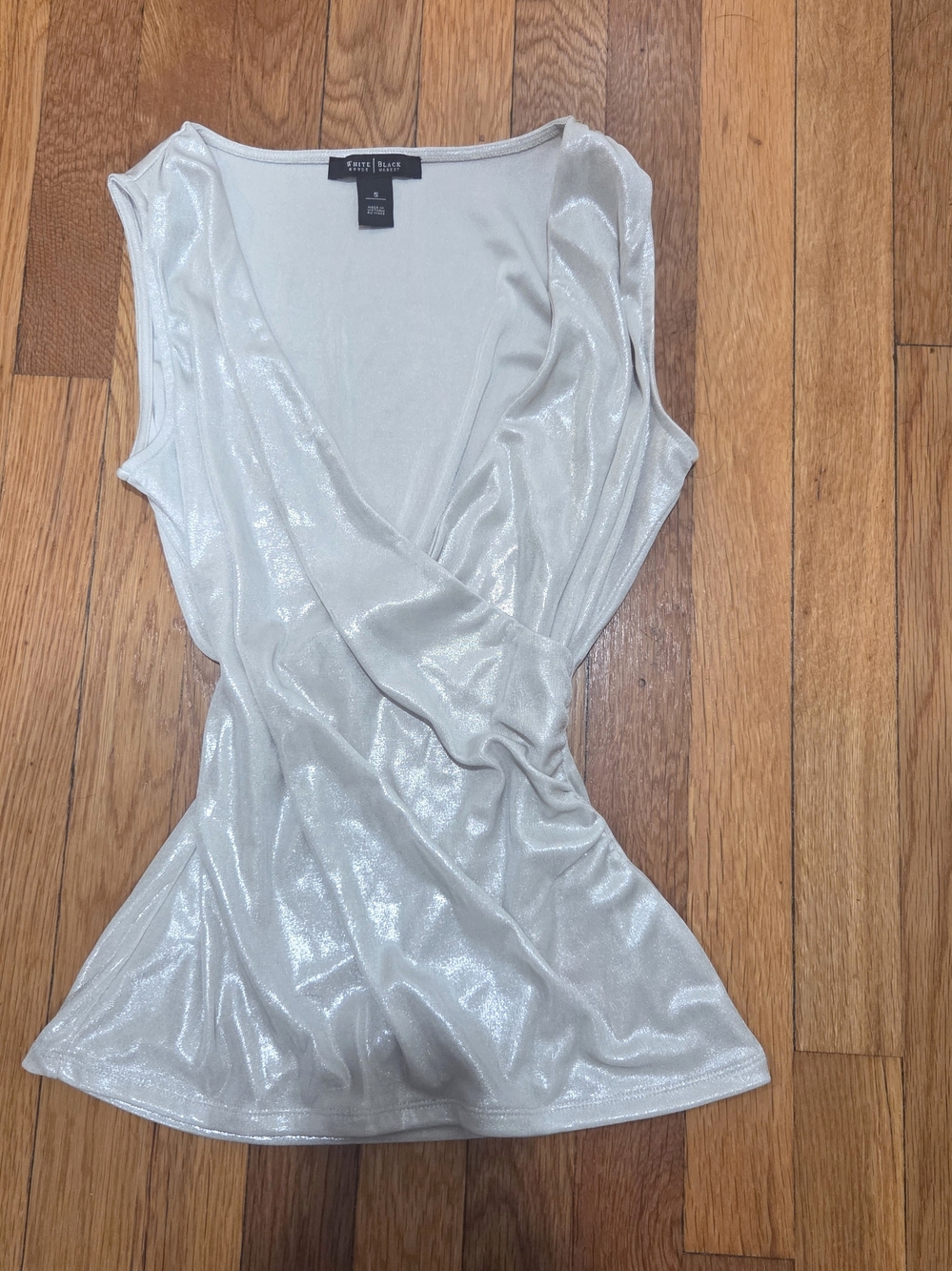 White House Black Market Silver Shimmer Wrap-Style Sleeveless Camisole